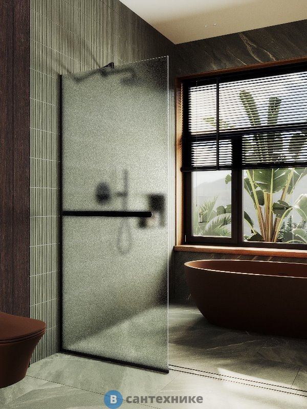 Душевая перегородка в профиле MaybahGlass 1950*690 Стекло 8 мм Сатин +Полотенцесушитель (MGD-725-6у)