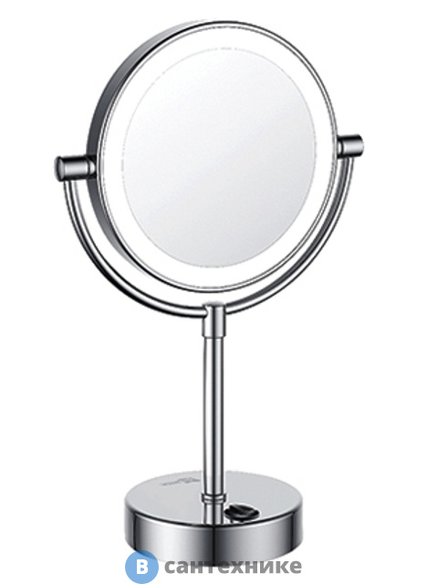 Зеркало WasserKRAFT K-1005 с LED-подсветкой двухстороннее, стандартное и с 3-х кратным увеличением, латунь, хромоникелевое покрытие