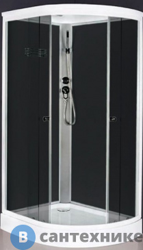 картинка Душевая кабина Aquarius ECO-9 Black L поддон 15см 120*80*215 тонированное стекло, проф. серебро