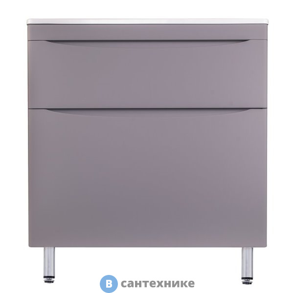 Тумба под раковину Style line Бергамо мини 80 (2 ящ.) Люкс антискрейтч серый, напольная PLUS (2000565423007)