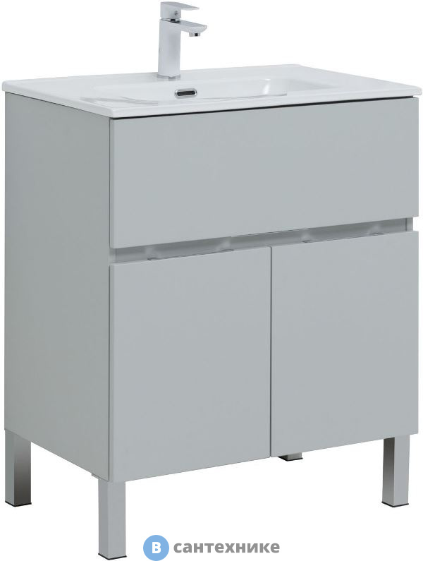 Тумба под раковину Aquanet Алвита new 70 напольная 1 ящ., 2 дв. серый (303899)