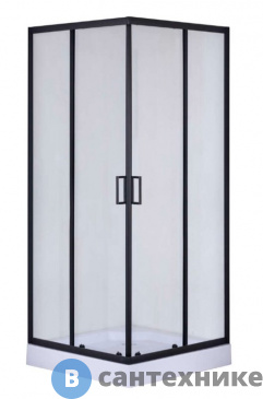 картинка Душевой уголок Taliente TA-09092-1CB квадрат, прозр. стекло 6 мм, чёрный профиль 90*90*195 см, без поддона