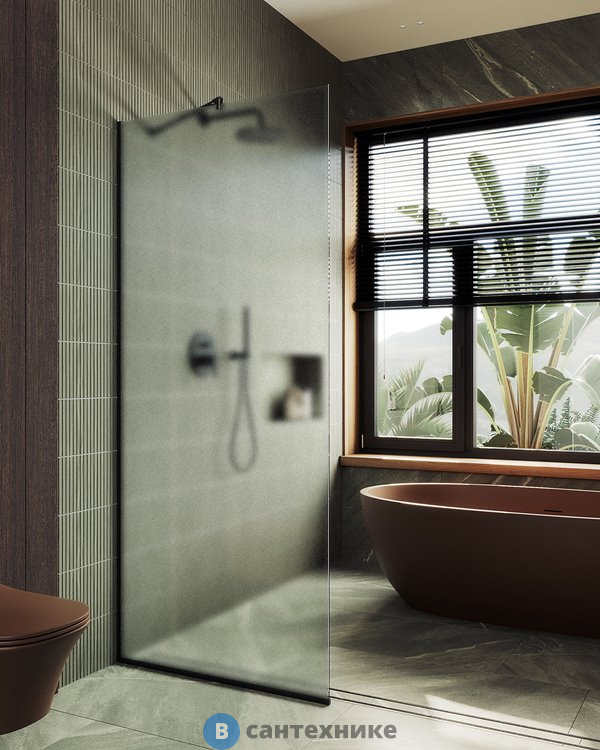 Душевая перегородка в профиле MaybahGlass 1950*890 стекло 8 мм сатинбронза (MGD-690-6у)