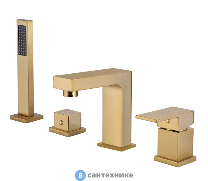 Смеситель ABBER Daheim AF8213G на борт ванны, золото матовое