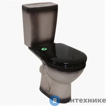 картинка Унитаз-компакт ROSA Соло декор черный н/п., под кн/арм.(бачок,+ 2ур.арм.Уклад, полипроп.сид.)