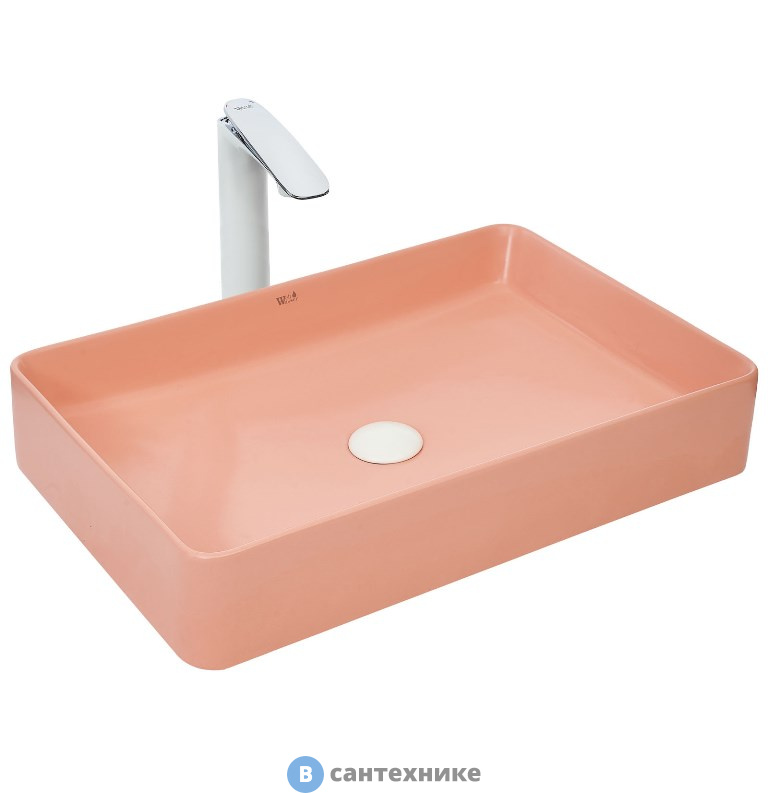 Раковина WELTWASSER ELBACH 2174 MP накладная (матовая розовая) /600х405х110/