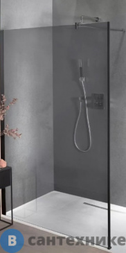 картинка Ограждение Jacob Delafon CONTRA E22W120-BLV фиксированное, затемненное серое стекло, чёрный профиль /120х200/