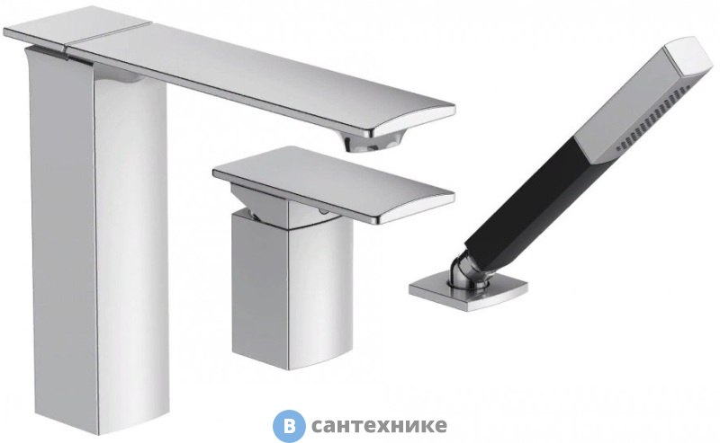 Смеситель Jacob Delafon STANCE E14774-CP ванна/душ на 3 отверстия на деку (хром)
