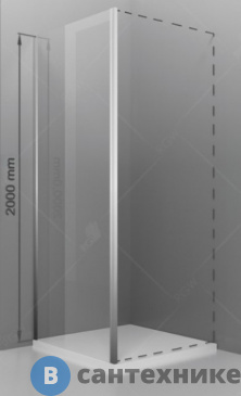 картинка Боковая панель для ограждения 90*200 RGW Z-050-3 хром/прозрачное/6 мм (352205309-11)