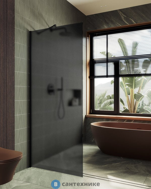 Душевая перегородка в профиле MaybahGlass 1950*690 Стекло 8 мм Графит матовый (MGD-704-6ш)