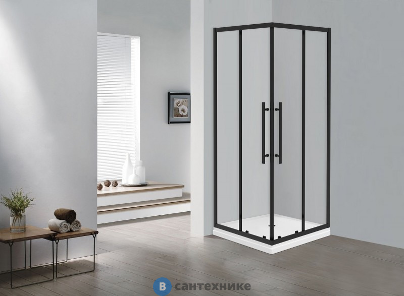 Душевое ограждение ESBANO ESF-100KV-B черный, без поддона