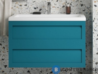 картинка Тумба под раковину Art & MAX PLATINO AM-Platino-1000-2C-SO-TM подвесная с двумя выкатными ящиками, бирюзовый матовый