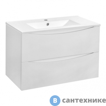 картинка Тумба под раковину Vincea Mia 800 подвесная, 2 выкатных ящика soft close, G.White (VMC-2MC800GW)