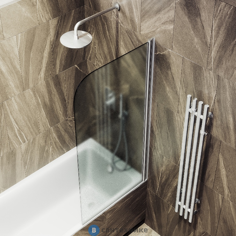 Шторка для ванны поворотная на монопетле MaybahGlass 1400*400 Стекло 6 мм Сатин (MGV-605-5)