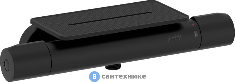 Смеситель Jacob Delafon E21767-BL METRO для душа с термостатом + полка, матовый чёрный