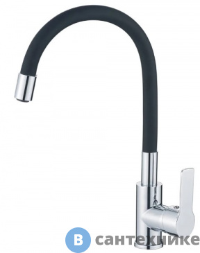 картинка Смеситель Maxonor MN70112-7 для кухни гибкий излив черный/хром