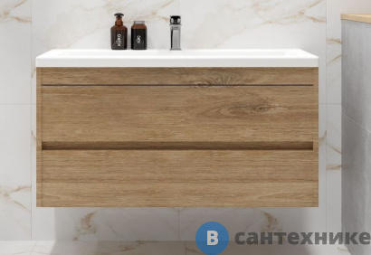 картинка Тумба под раковину Art & MAX FAMILY-M Family-M-1000-2C-SO-HG подвесная с двумя выкатными ящиками, Harbor Golden, 1000x480x550