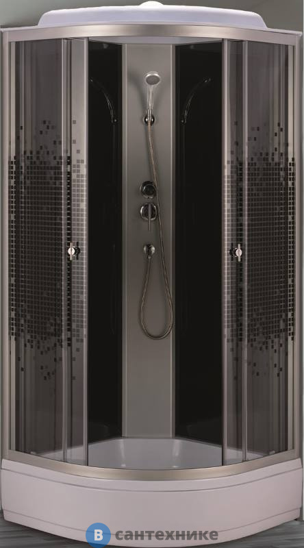 Душевая кабина Niagara NG-3504-14 black (900х900х2150) стекло мозайка