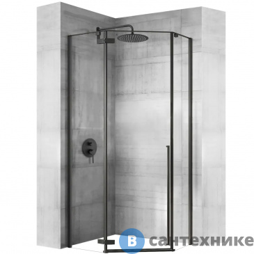 картинка Душевое ограждение Loranto CS-22107-100B 100x100x195 прозрачное закаленное стекло 8 мм, Easy clean, профиль чёрный, без поддона