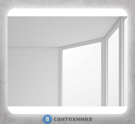 Зеркало BelBagno SPC-CEZ-800-700-LED-BTN с встроенным светильником и кнопочным выключателем (800x30x700)