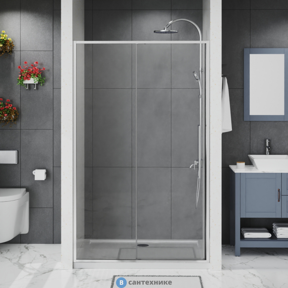 Душевое ограждение Azario SHANGHAI DRO-130х195-CH-CL, прозрачное стекло 6 мм, профиль хром (AZ-Y43-130-CH-CL)