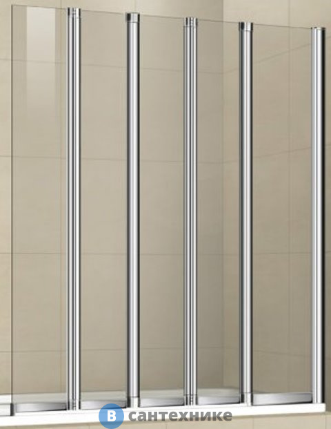 Шторка Cezares PRATICO-V-5-120/140-C-Cr на ванну (1200x1400)