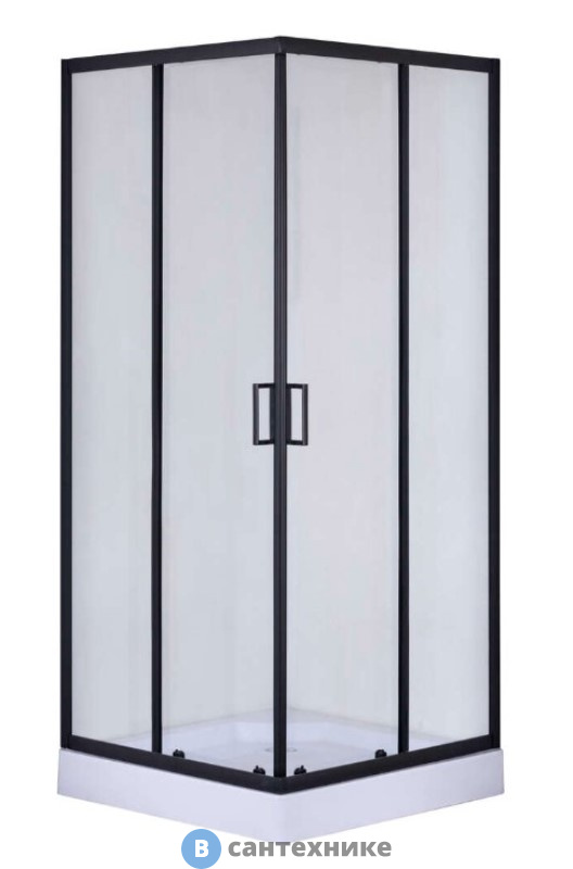 Душевой уголок Taliente TA-09092-1CB квадрат, прозр. стекло 6 мм, чёрный профиль 90*90*195 см, без поддона