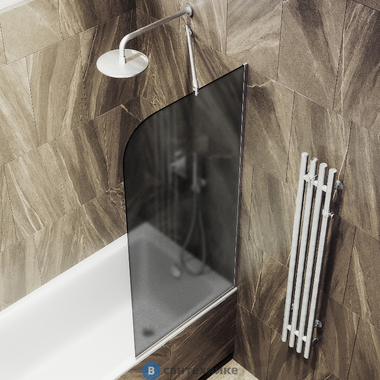 Шторка для ванны в профиле MaybahGlass 1400*300 Стекло 8 мм Графит матовый (MGV-251-5у)