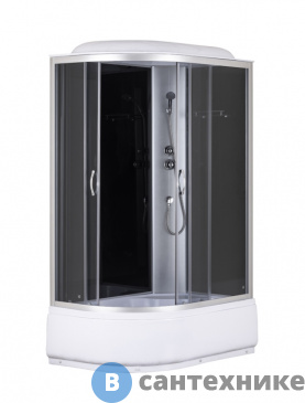 картинка Душевая кабина Taliente TA-12080GR, тон. стекло, чёрные зад. стенки, 120*80*215 см правая, глубокий поддон