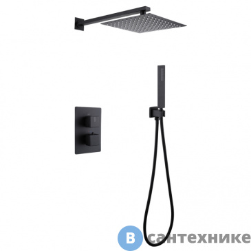 картинка Душевая система ABBER Daheim AF8251B скрытого монтажа без излива, термостат, черная матовая