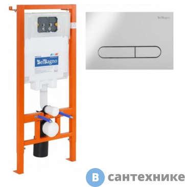 картинка Комплект BelBagno 2 в 1 BB002-80/BB005-PR-CHROME (инсталляция для унитазов BelBagno BB002-80 с кнопкой смыва BB005-PR-CHROME)