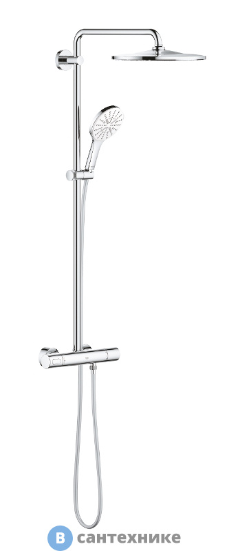 Душевая стойка Grohe 26647LS0 Rainshower 310 SmartActive с термостатом, без излива (белая луна)