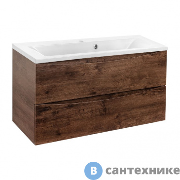картинка Тумба под раковину Vincea Mia 900 подвесная, 2 выкатных ящика soft close, R.Wood (VMC-2MA900RW)