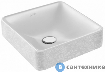 картинка Раковина на столешницу Jacob Delafon VOX EVG102-PT5 с переливом /40х40/ (карта парижа)