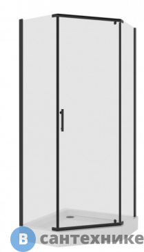 картинка Душевой уголок Niagara NG-6805-08 black (90*90*190) трапеция, дверь распашная, без поддона
