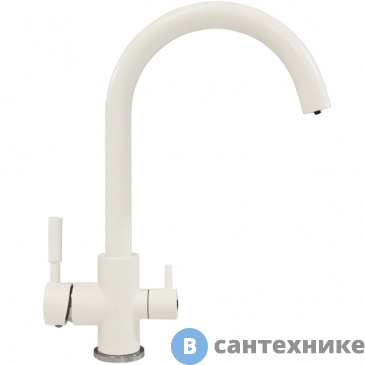 картинка Смеситель Polygran Элара Дуо 660731 кухонный №36 белый хлопок