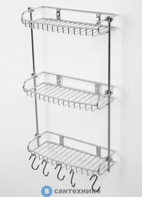 Полка WasserKRAFT K-1433 металлическая тройная, прямая хромоникелевое покрытие, нержавеющая сталь