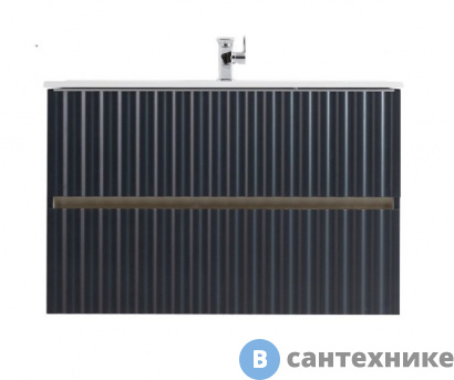 картинка Тумба под раковину Art & MAX ELEGANT подвесная с двумя выкатными ящиками, с LED подсветкой ручек. Серый матовый, 870x469x550 AM-ELEGANT-900-2C-SO-GM-LED