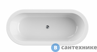 картинка Акриловая ванна CEZARES щелевой слив-перелив, чёрная фронтальная панель, белая чаша, 1800х800х600, SLIM CENTRAL-180-80-60-NERO-SET