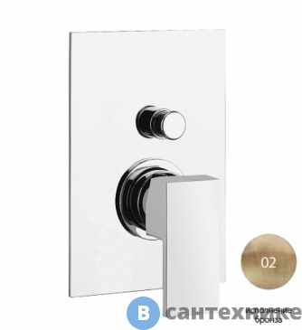 картинка Смеситель Cezares UNIKA-VDIM-02 встраиваемый однорычажный, для душа с переключателем на 2 выхода, бронза