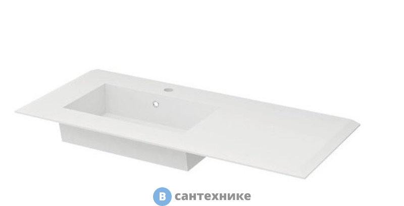 Раковина Cezares из искусственного мрамора, левостороняя 50213 Bianco opaco (106x46x6)