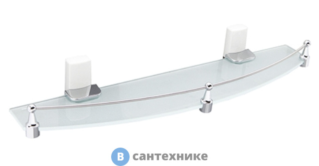 Полка WasserKRAFT Leine K-5044 White (K-5024 White) стеклянная металл, хромоникелевое покрытие, закаленное матовое стекло, ABS - пластик