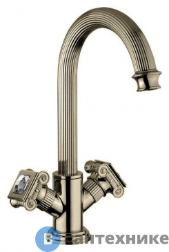 картинка Смеситель Cezares OLIMP-LS2-02-Sw на раковину с донным клапаном, бронза, ручки Swarovski