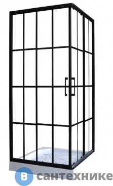 картинка Душевой уголок Cerutti MUZA90 (90x90x195) стекло прозрачное, профиль алюминиевый черный, без поддона