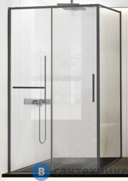 картинка Душевой уголок Vincea Slim Soft VSR-1SS9011CLGM, 1100*900, вороненая сталь, стекло прозрачное, бзе поддона