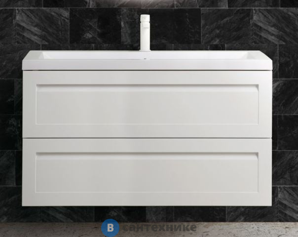Тумба под раковину Art & MAX PLATINO AM-Platino-1000-2C-SO-BL подвесная с двумя выкатными ящиками, белый глянец