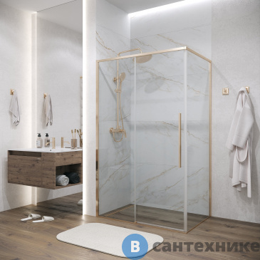 картинка Душевое ограждение Grossman Galaxy (130х100х195) раздвижная, золото сатин, стекло прозрачное (120.K33.01.1310.32.00)