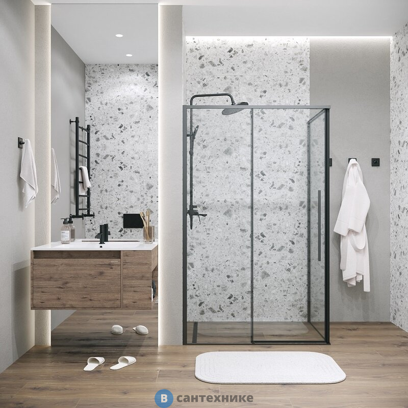 Душевое ограждение Grossman Galaxy (120х100х195) раздвижная, черный матовый, стекло прозрачное (120.K33.01.1210.21.00)