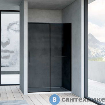 картинка Душевая дверь Vincea Slim Soft VDS-1SS120CGB, 1200, черный, стекло тонированное 