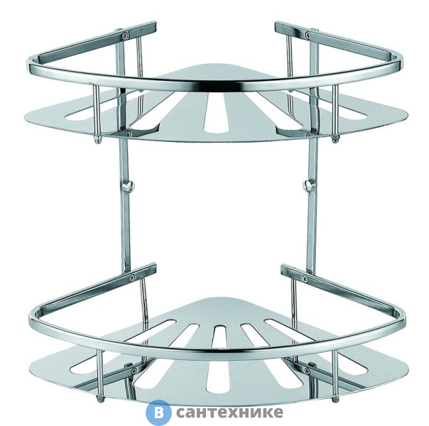 Полка AZARIO AZ-836-2 угловая двухэтажная, хром